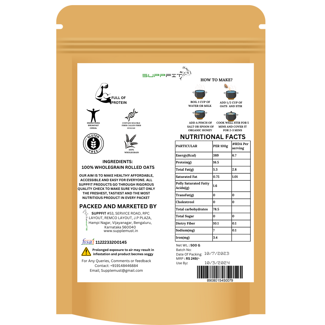 Suppfit Rolled Oats 1kg