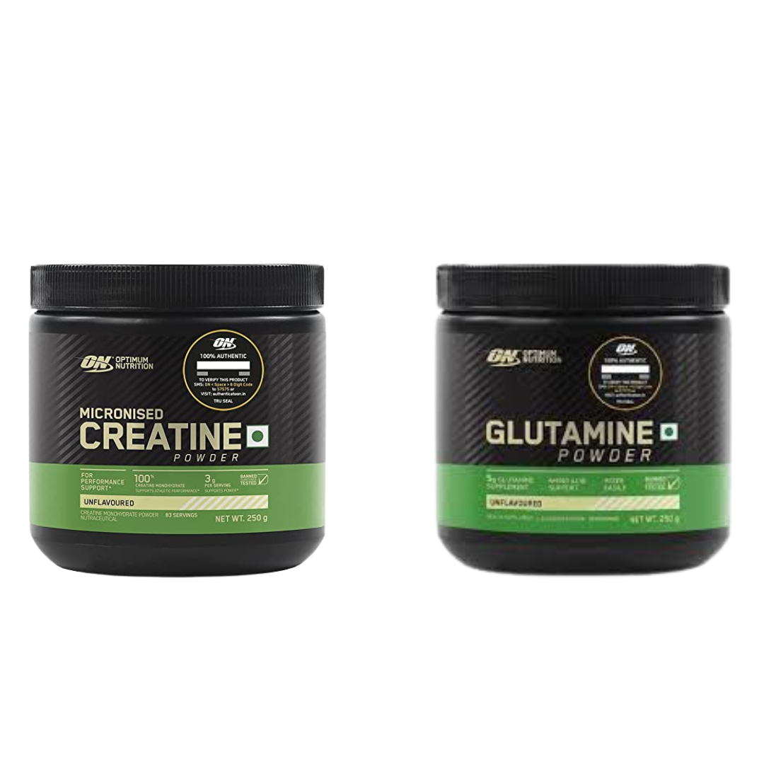 Optimum Nutrition Micronized Creatine Powder - 250 Gram + Optimum Nutrition L-Glutamine Powder