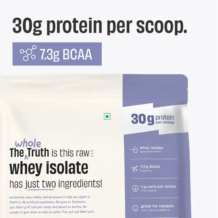 The Whole Truth Unflavoured 30g Pure Raw Whey Protein Isolate Pack of 1 KG