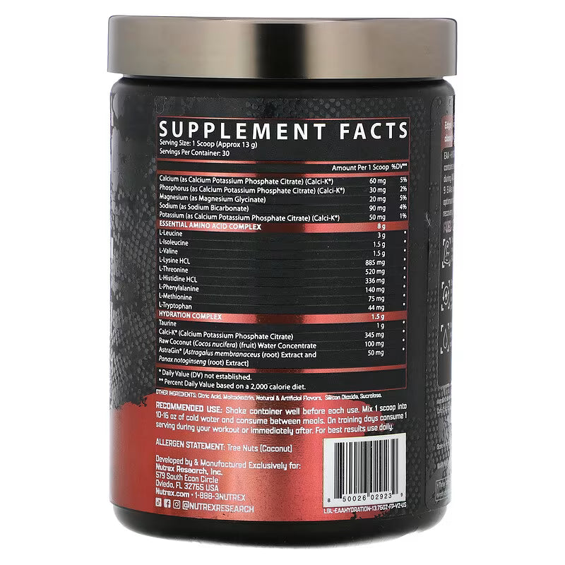 Nutrex Research, EAA + Hydration, Pink Lemonade, 13.76 oz (390 g)