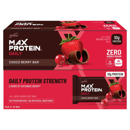 RiteBite Max Protein Daily Choco Berry 10g Protein Bars [Pack of 24]