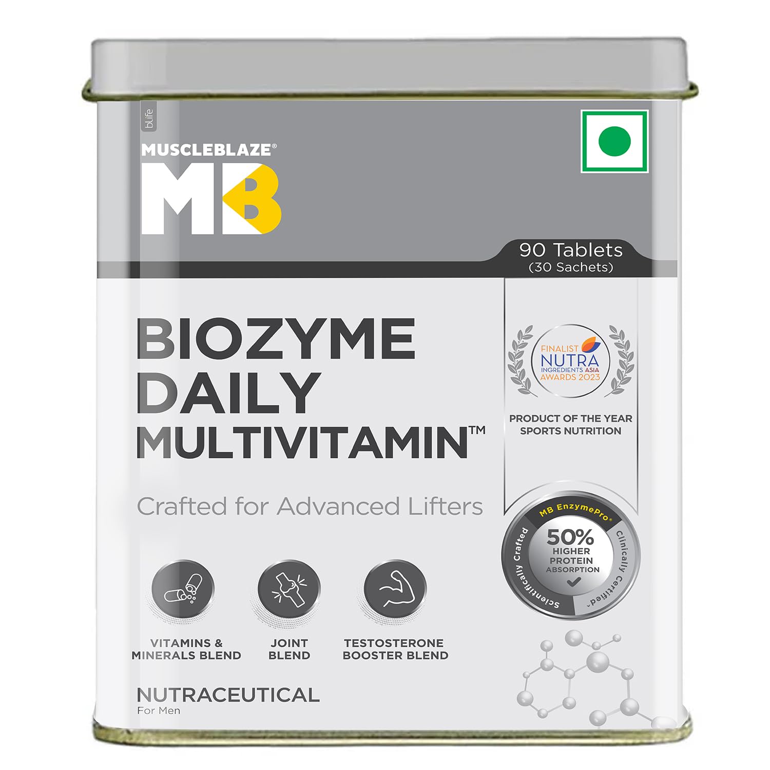 MuscleBlaze Biozyme Daily Multivitamin,90 Tablets,5-In-1 Supplement Wi ...