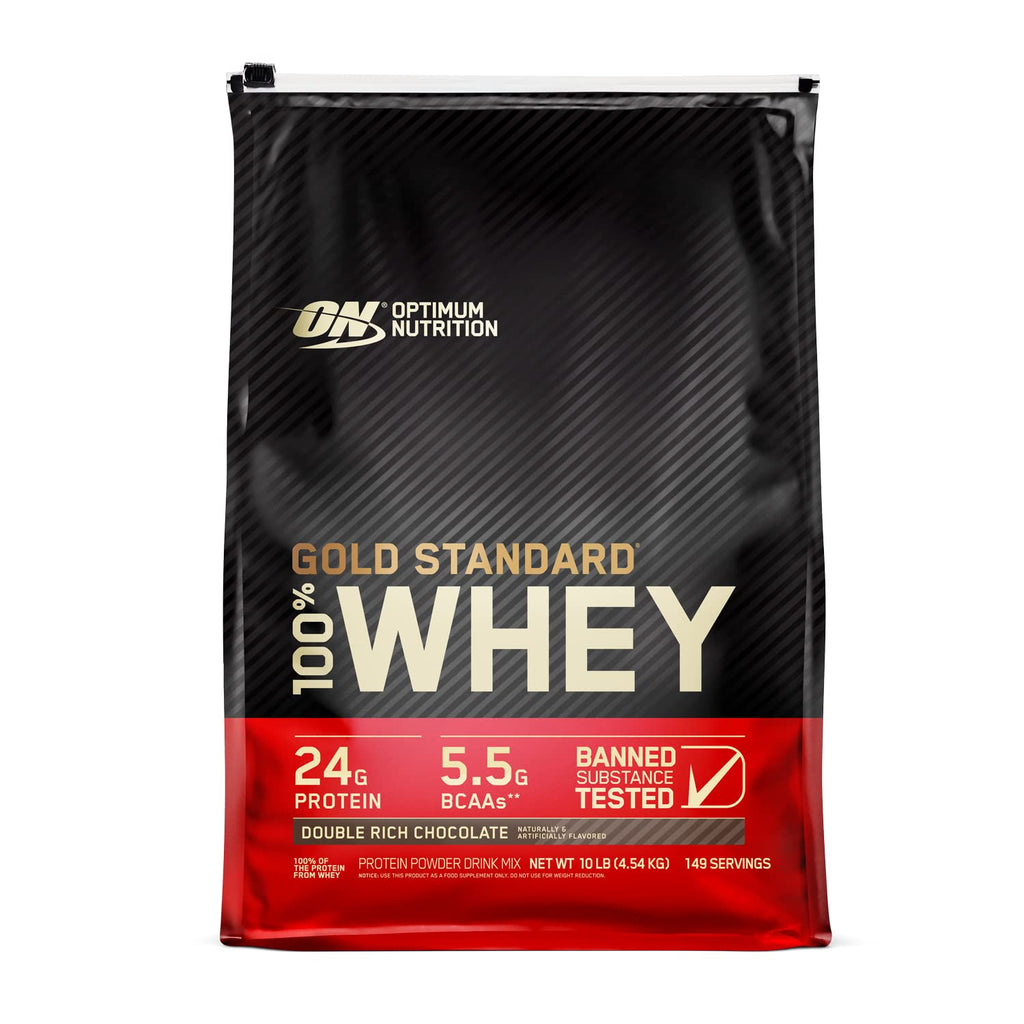 Optimum Nutrition (ON) Gold Standard 100% Whey Protein Powder- 4.53 kg, 149 servings (Double Rich Chocolate)