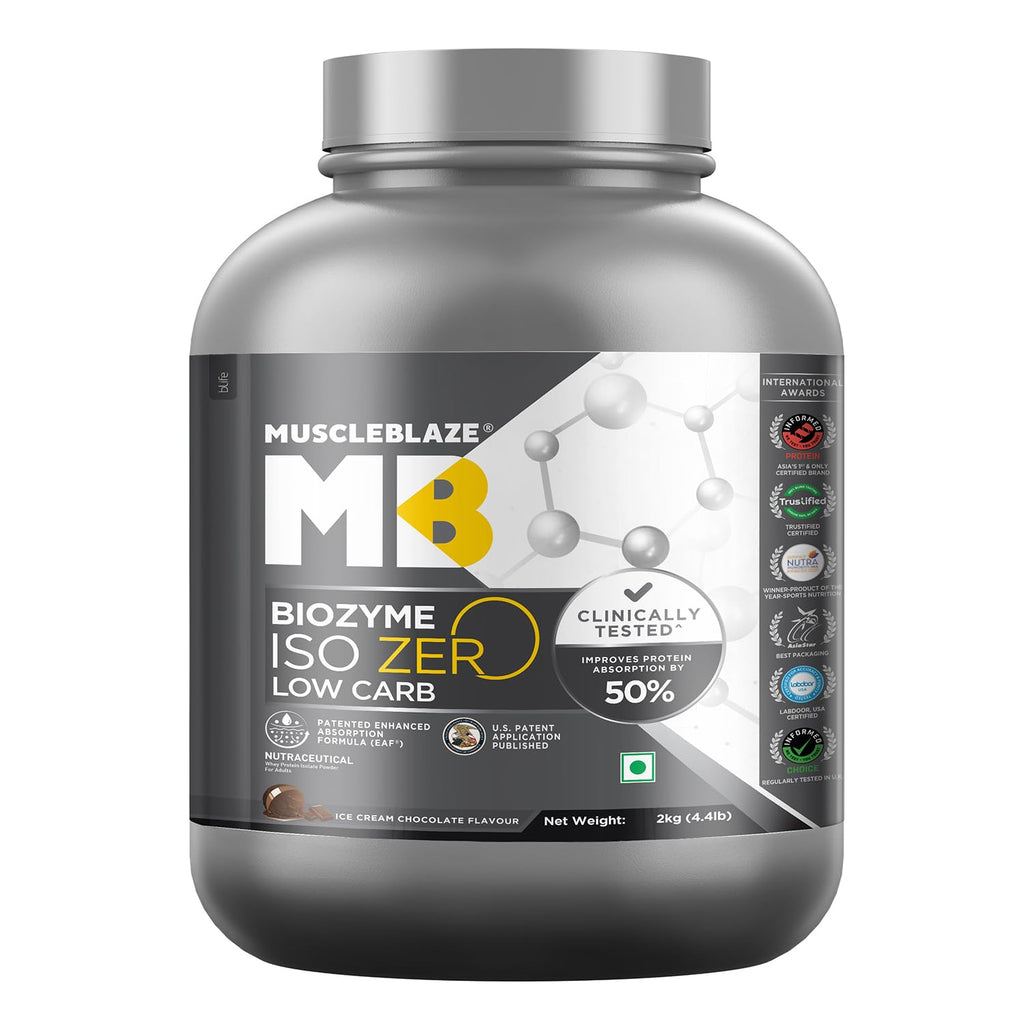 MuscleBlaze Biozyme Iso-Zero, Low Carb Ice Cream Chocolate