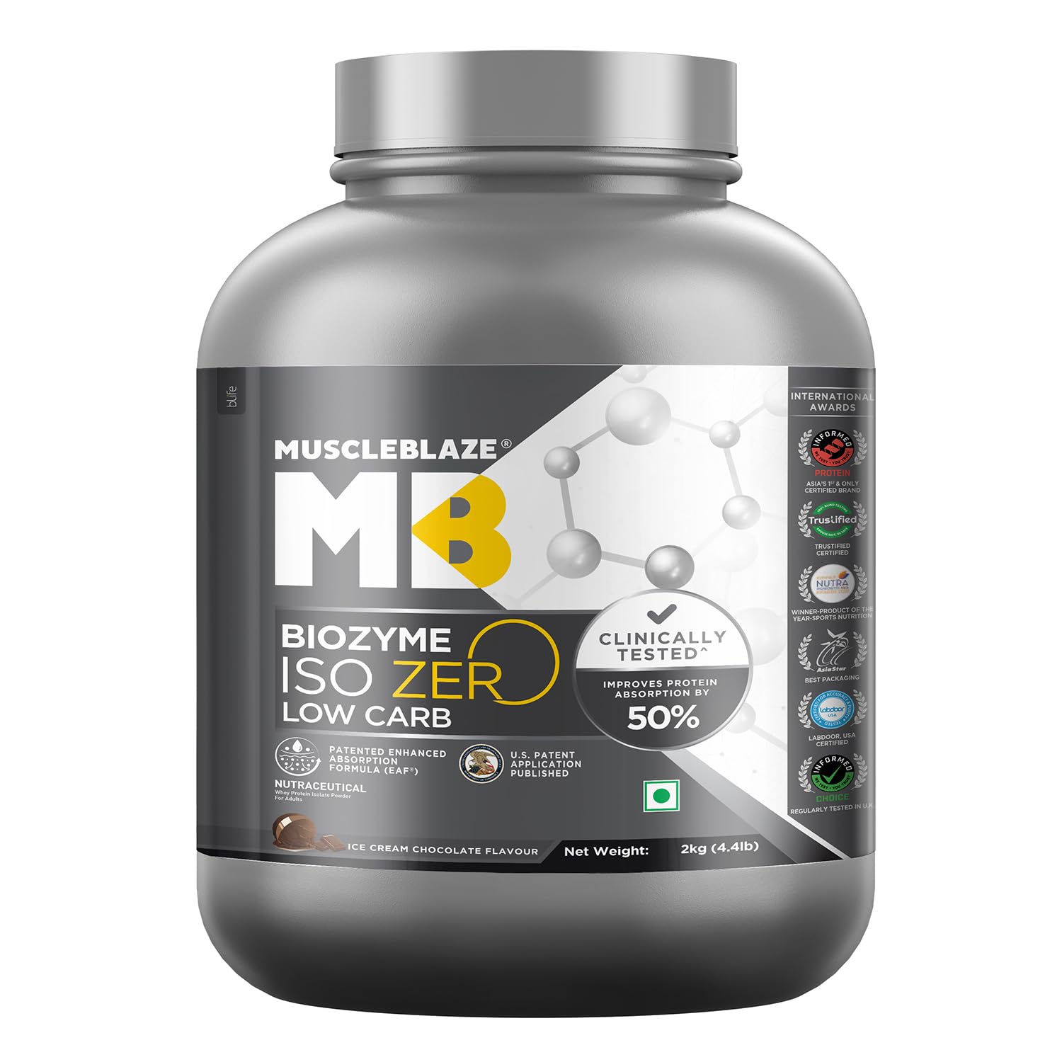 MuscleBlaze Biozyme Iso-Zero, Low Carb Ice Cream Chocolate