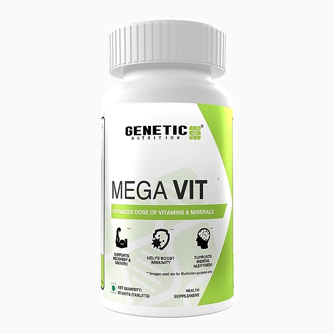 GENETIC NUTRITION Mega Vit ,Multivitamins & Minerals,100% Rda ,90 Capsules