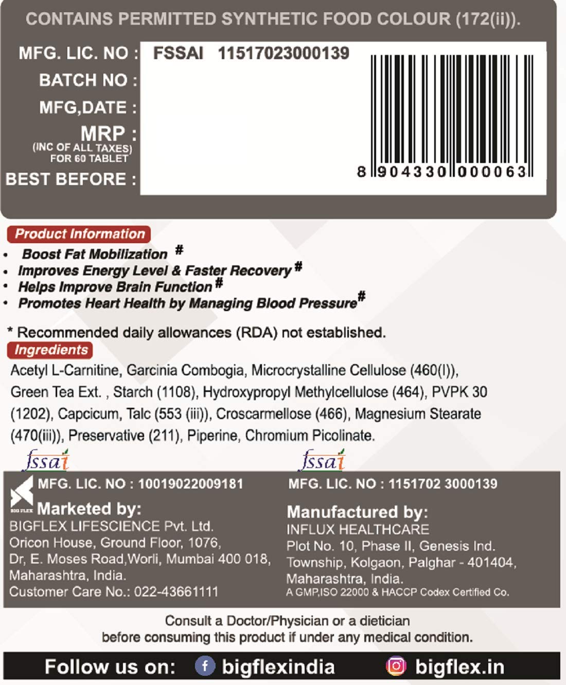 Pharmgrade Keto Shred | 1000mg Acetyl-L-Carnitine, 800mg Garcinia Cambogia, 200mg Green Tea Extract (60 Tab) - Veg
