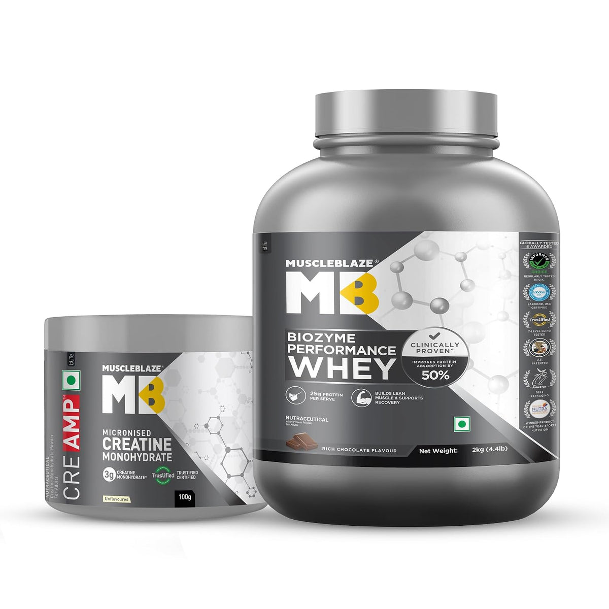 Muscleblaze Biozyme Performance Whey 2 kg & Creatine 100g Combo