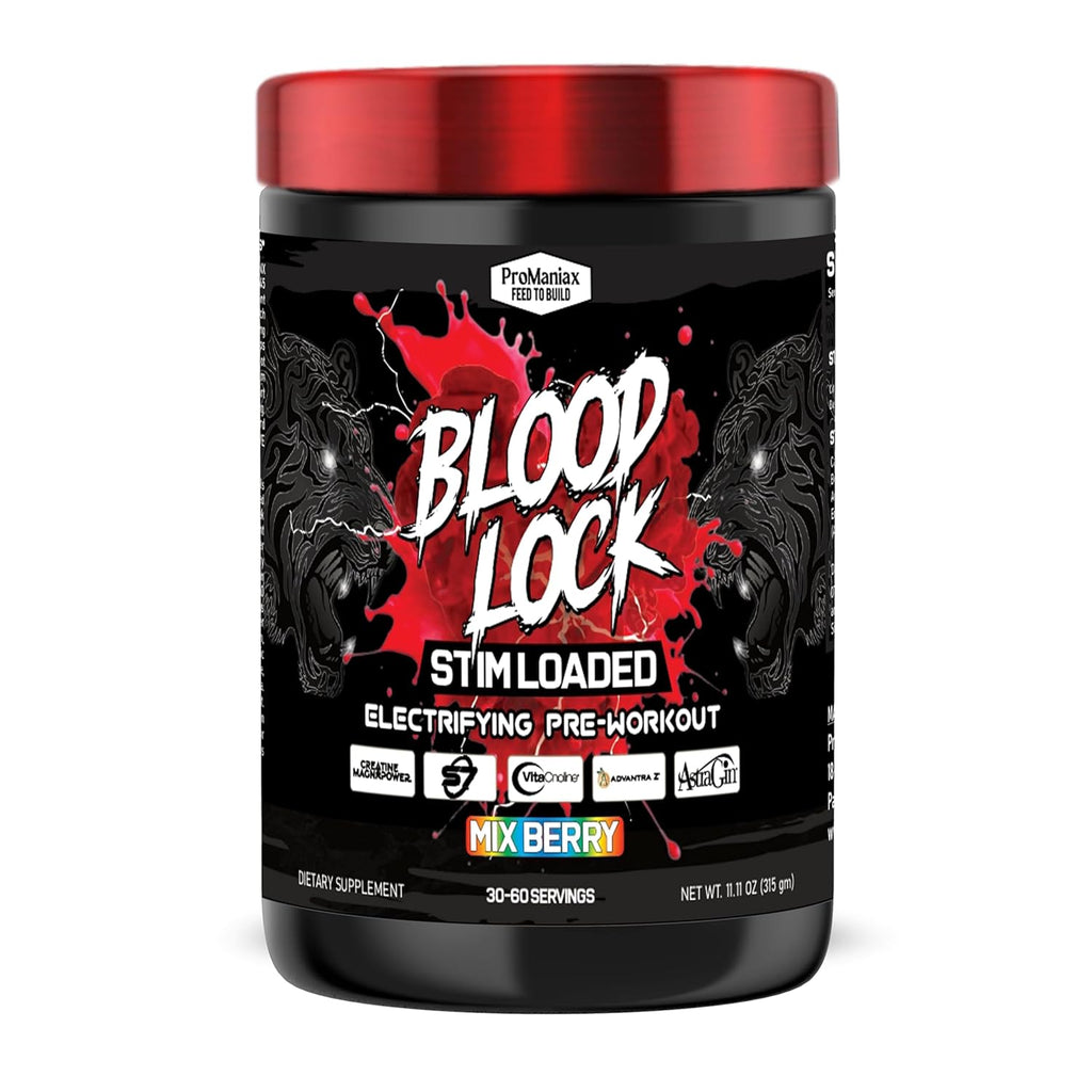 ProManiax Blood Lock Stim Loaded Electrifying Pre-Workout,60 Servings