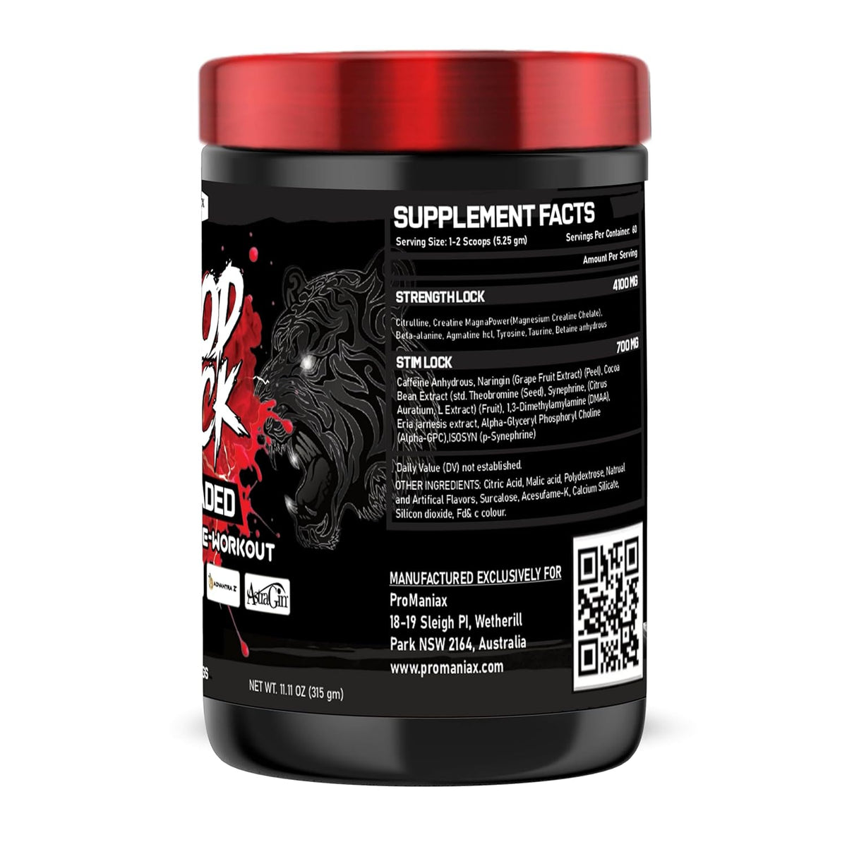 ProManiax Blood Lock Stim Loaded Electrifying Pre-Workout,60 Servings