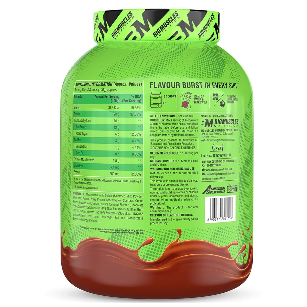 Bigmuscle Body Fuel Hardcore | Malt Chocolate | 3Kgs