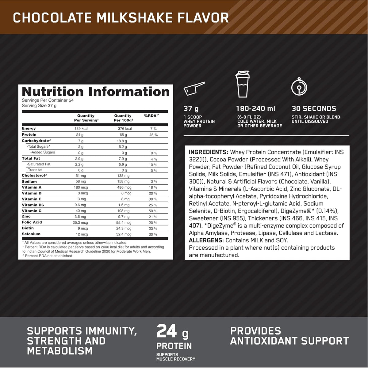 Optimum Nutrition Performance Whey | Chocolate | 2kg