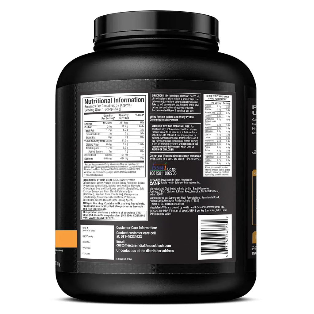 Muscletech Nitrotech 100% Whey Gold 1.81Kgs