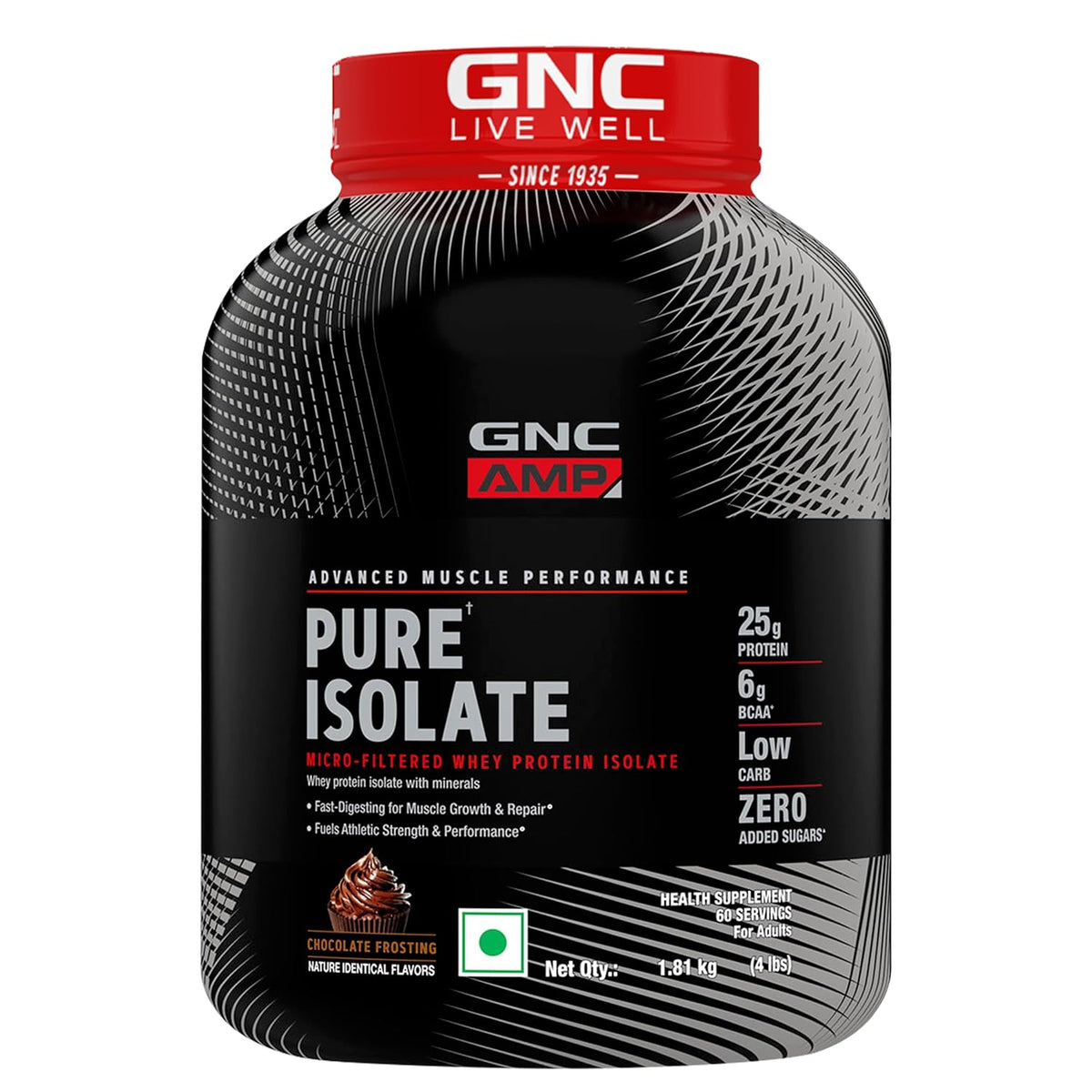 GNC AMP Pure Isolate Whey Protein | Chocolate Frosting | 2Kg