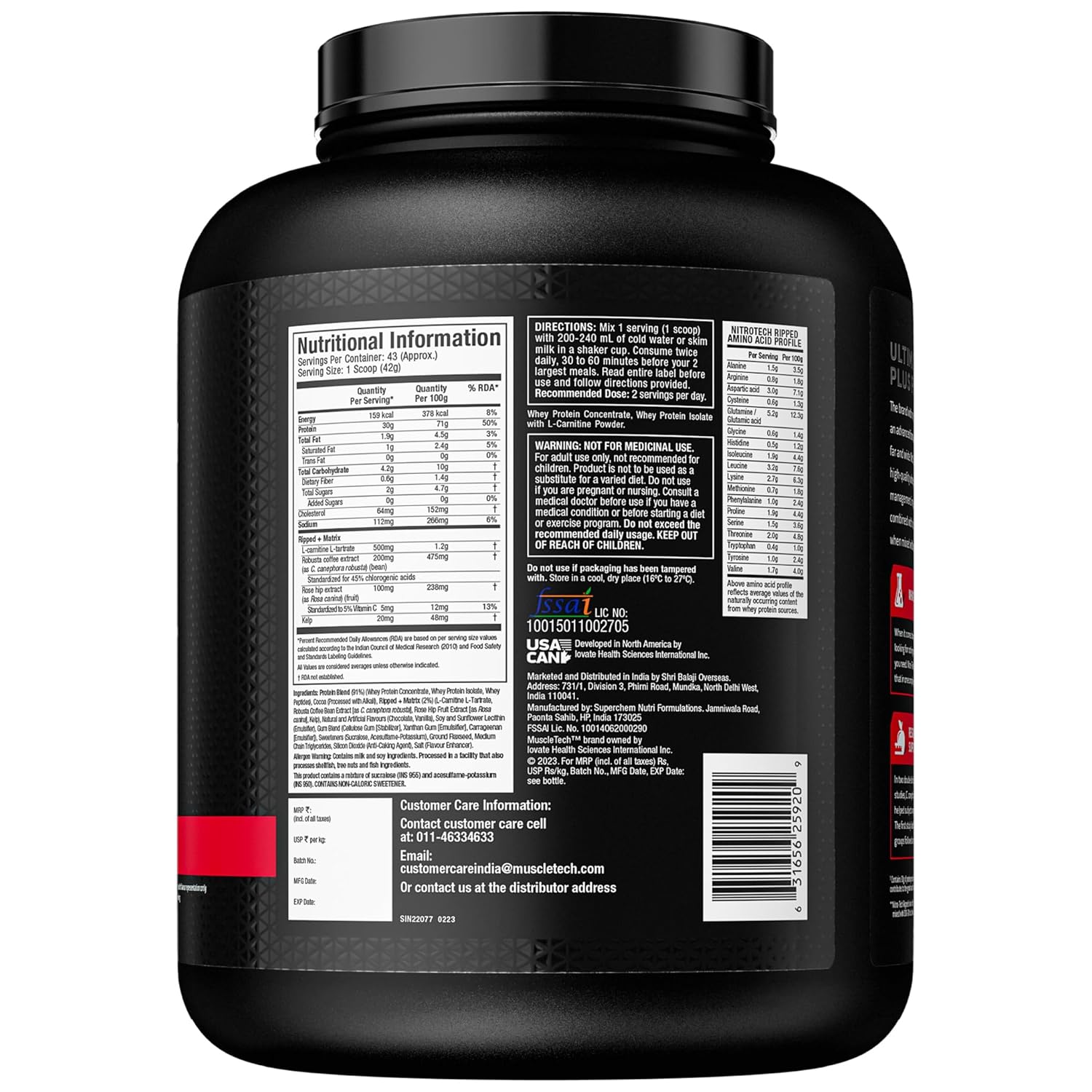 Muscletech Nitrotech Ripped Chocolate Fudge Brownie (1.81kgs)