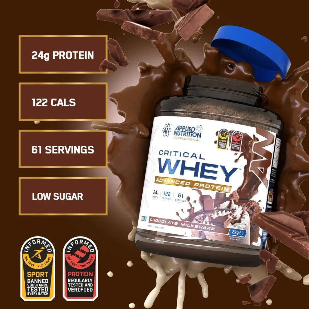 Applied Nutrition Critical Whey Protein Powder 2kg | 61 Servings | Chocolate Milkshake