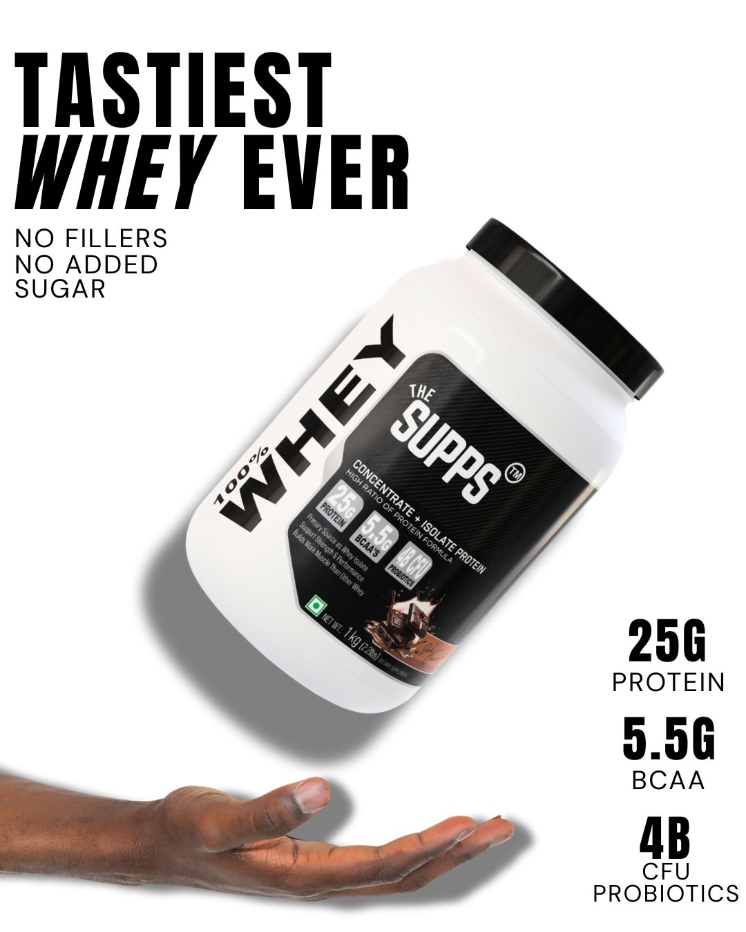 The Supps 100% Whey Protein Concentrate + Isolate | 25g Protein | Best for Athletic Performance