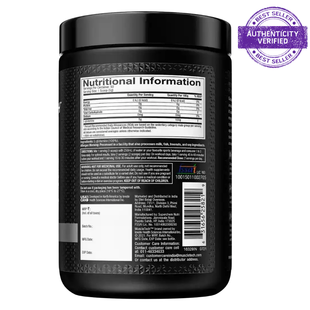 MuscleTech Essential Series Platinum Glutamine 250g