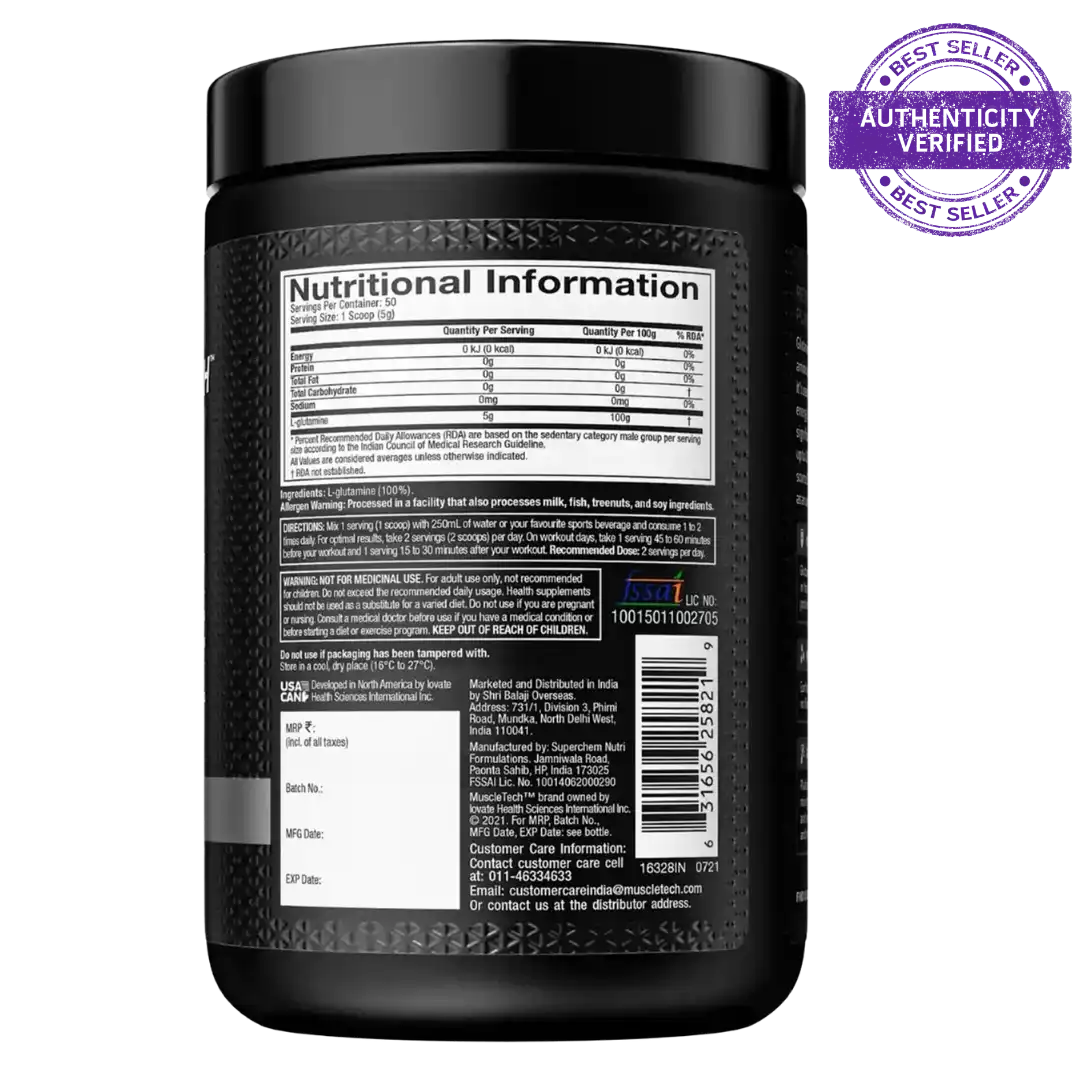 MuscleTech Essential Series Platinum Glutamine 250g