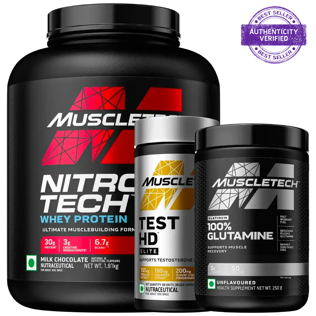 Muscletech Nitrotech performance whey 1.81kg + Test Hd Elite + Glutamine