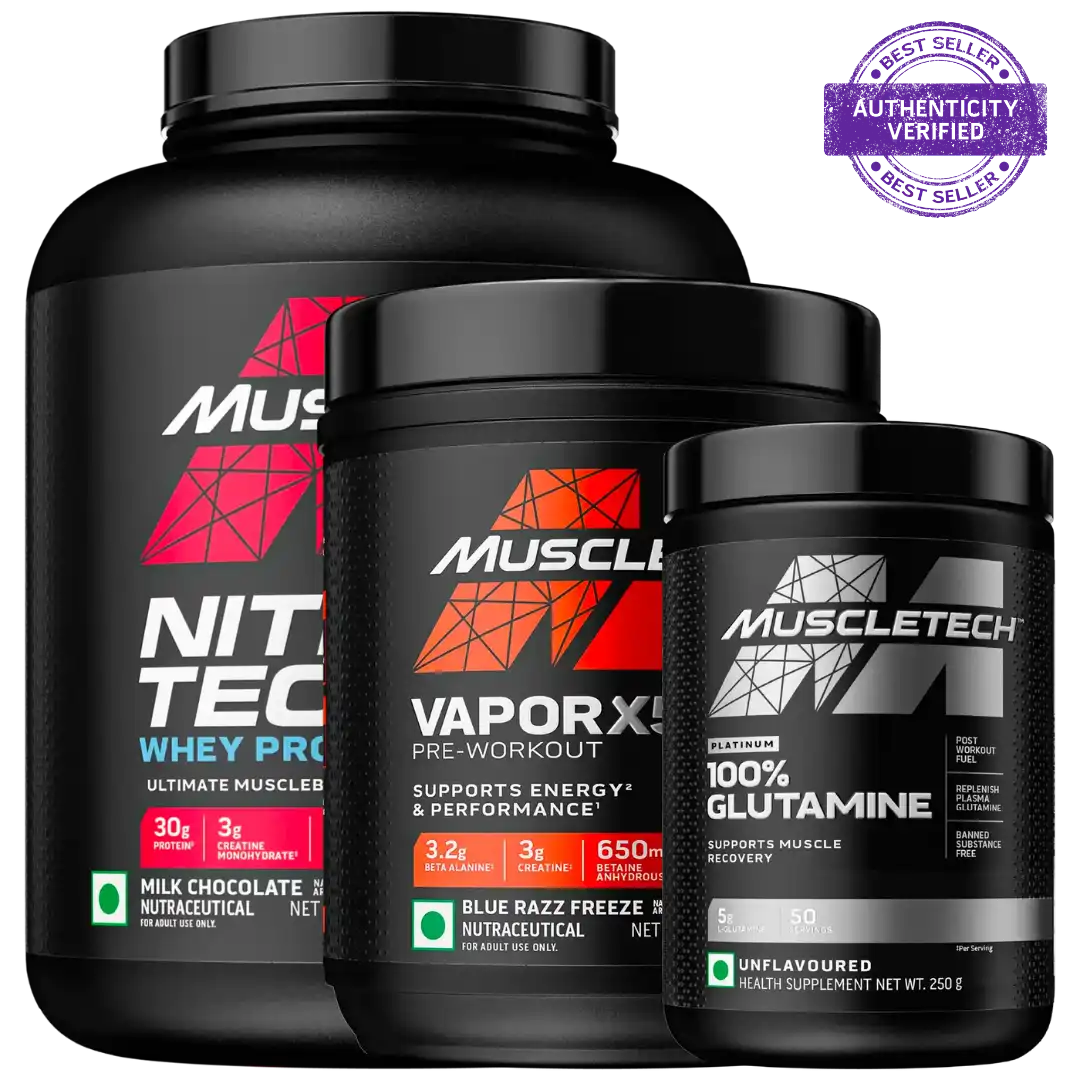 Muscletech Nitrotech Performance Whey 1.81kg + VaporX5 +Platinum 100% Glutamine