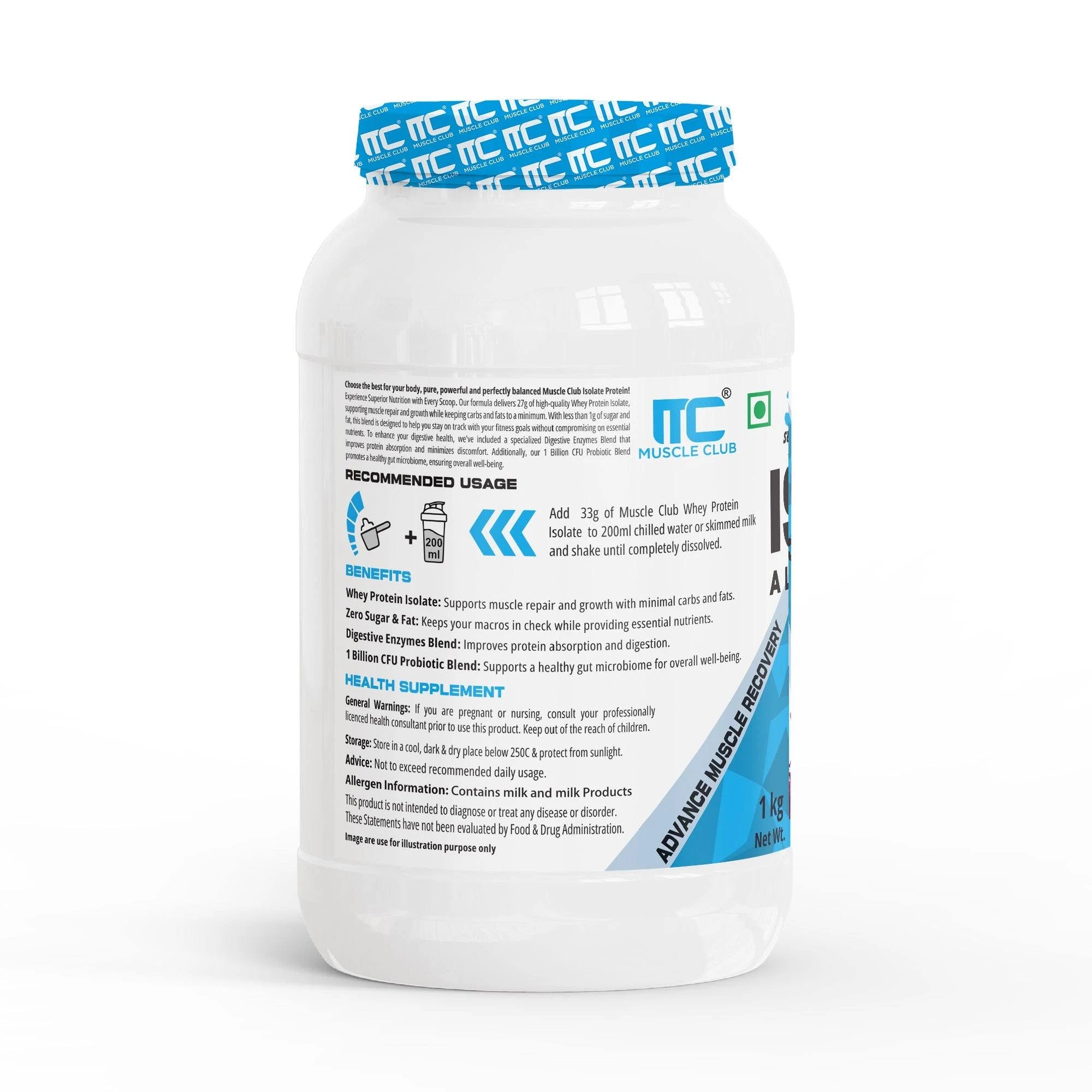 Muscle Club 100% Isolate Whey Protein 60 Servings