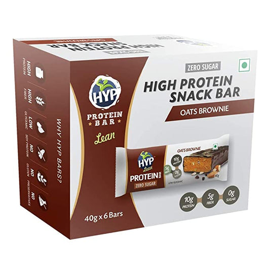 HYP Sugarfree Protein Bar, Oats Brownie (6x40g in each box) (Pack of 2)