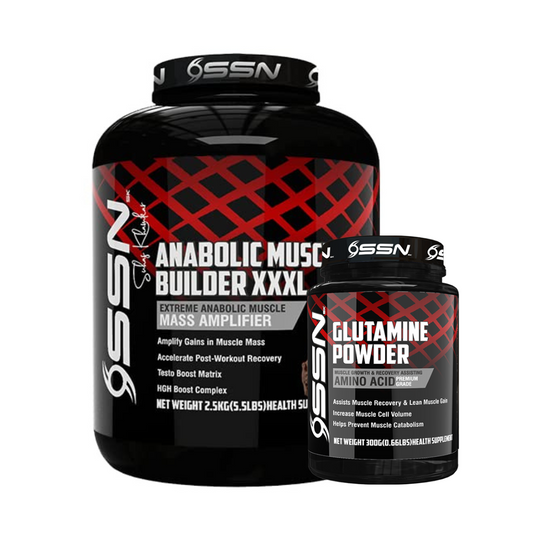 SSN Anabolic Muscle Builder XXXL Mass Amplifier Chocolate + SSN Glutamine Powder 300G