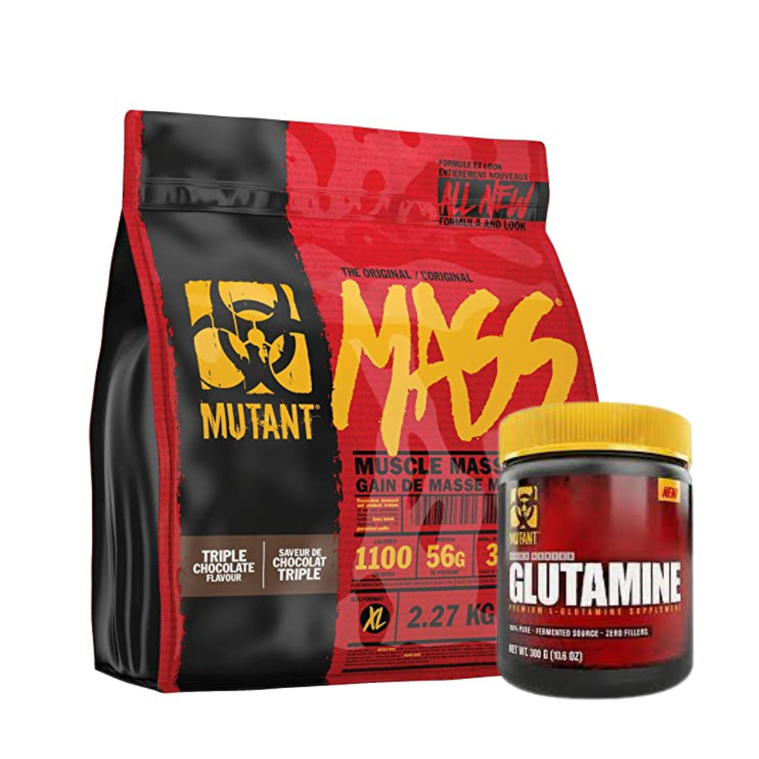 Mutant Mass Muscle Mass Gainer Triple Chocolate (2.27kgs) + Mutant Glutamine