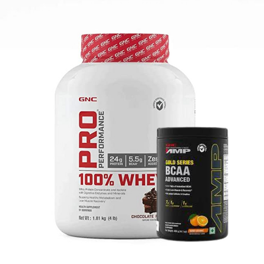 GNC PRO PERFORMANCE 100%Whey + GNC AMP Gold Series BCAA